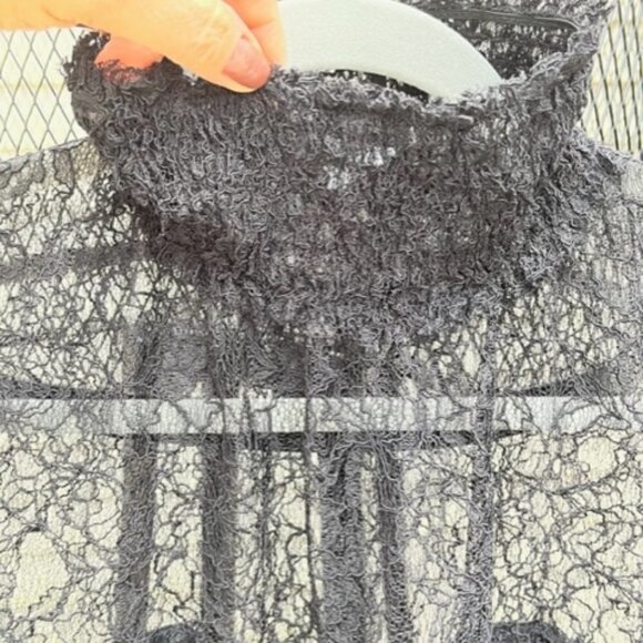 ZARA NWOT Black Lace Bohemian Sheer Flare Long Sleeve High Neck Top Size Medium - Picture 9 of 14